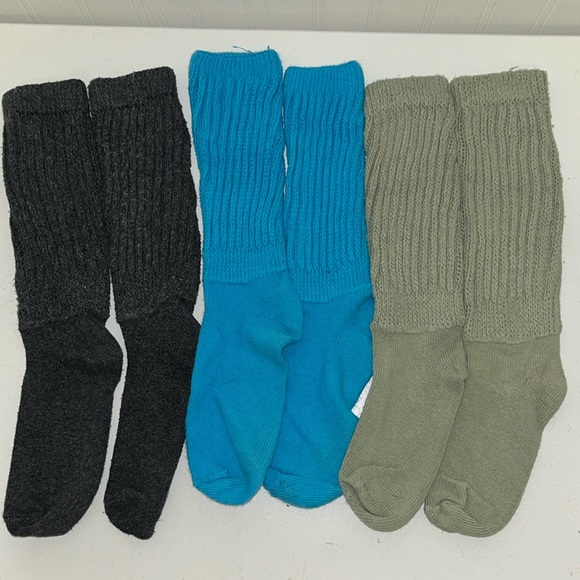 3 Pairs Vintage Slouch scrunch Socks Gray Mint Green & Turquoise - Picture 1 of 4